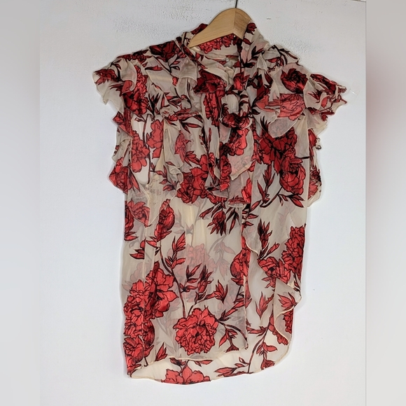 Alice and Olivia • Robbie Floral-Print Sleeveless Blouse size medium - Picture 3 of 6